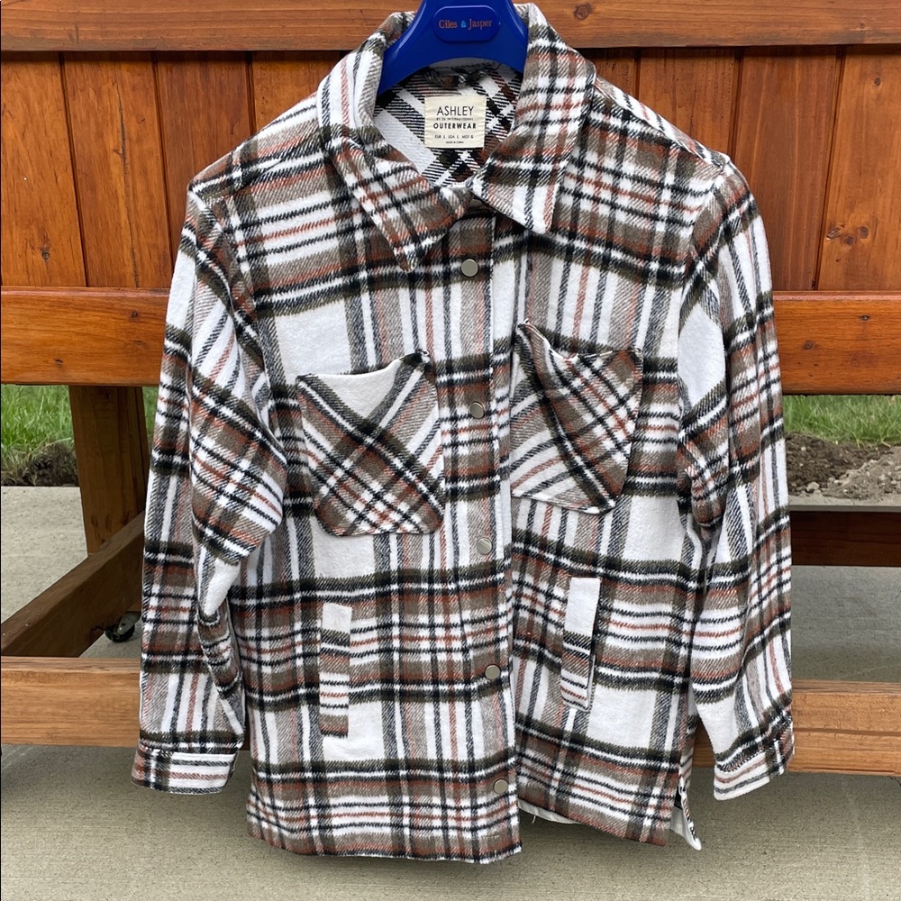 Ashley By 26 International Plaid Jacket - Brown and White